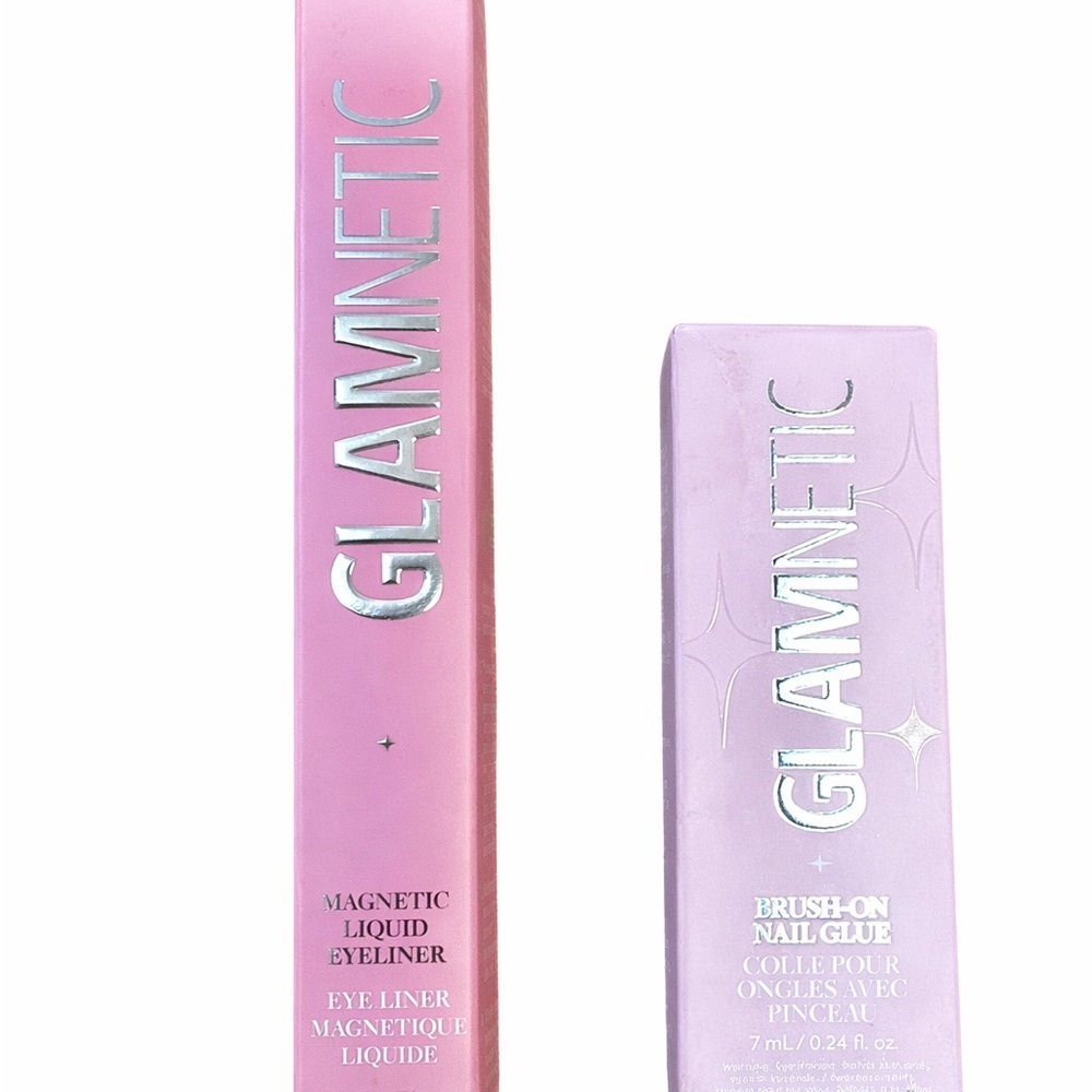 Glamnetic Magnetic Liquid Eyeliner 4.3ml + Brush-On Nail Glue 7ml | New Bundle